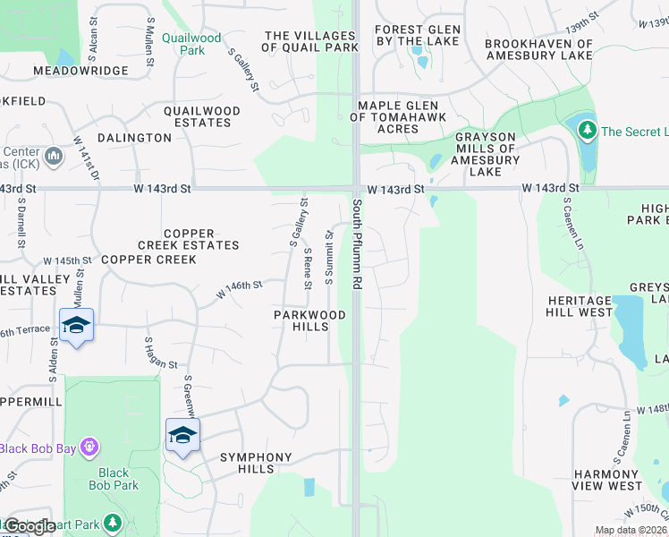 map of restaurants, bars, coffee shops, grocery stores, and more near 14465 South Summit Street in Olathe