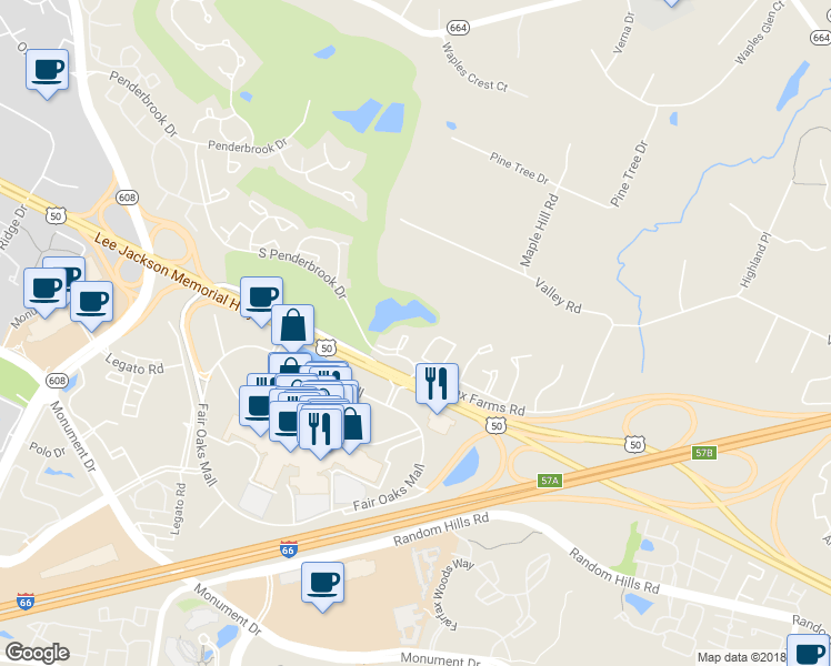 map of restaurants, bars, coffee shops, grocery stores, and more near 3903 Green Look Court in Fairfax