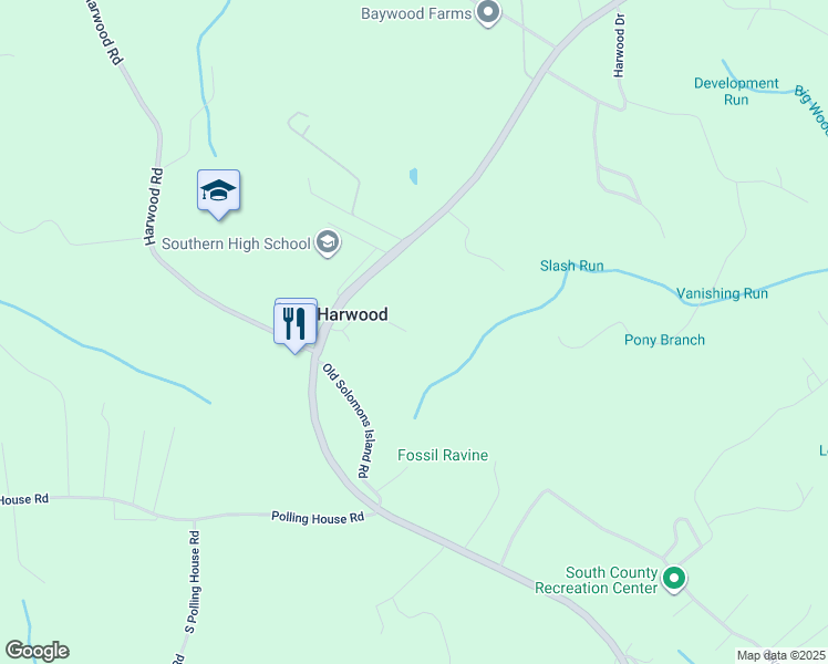 map of restaurants, bars, coffee shops, grocery stores, and more near 4441 Solomons Island Road in Harwood