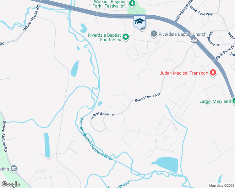 map of restaurants, bars, coffee shops, grocery stores, and more near 12306 Markby Court in Upper Marlboro
