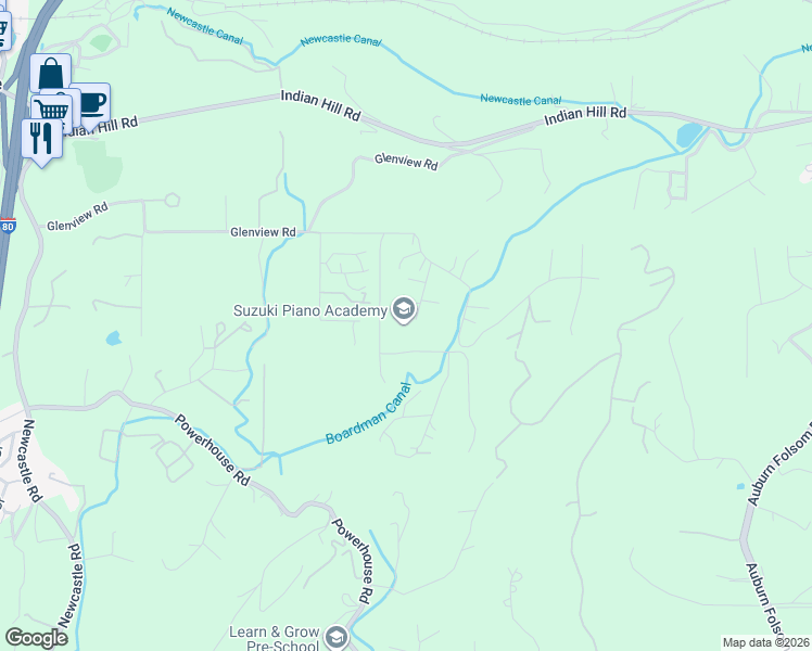 map of restaurants, bars, coffee shops, grocery stores, and more near 1003 Casey Court in Newcastle