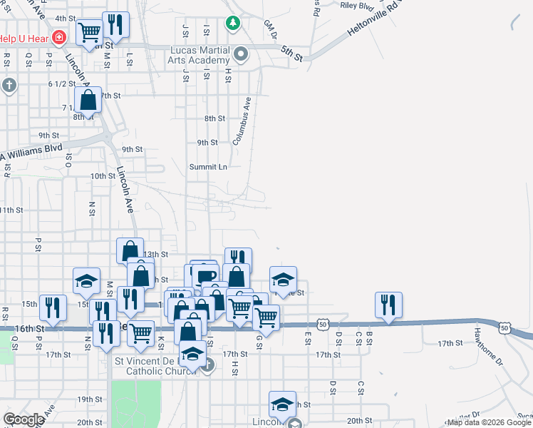 map of restaurants, bars, coffee shops, grocery stores, and more near 24 G Street in Bedford