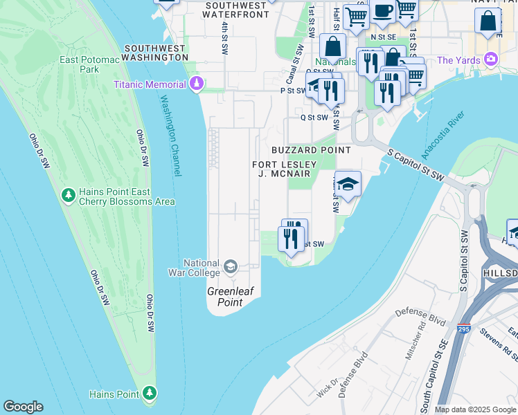 map of restaurants, bars, coffee shops, grocery stores, and more near 5th Avenue in Washington