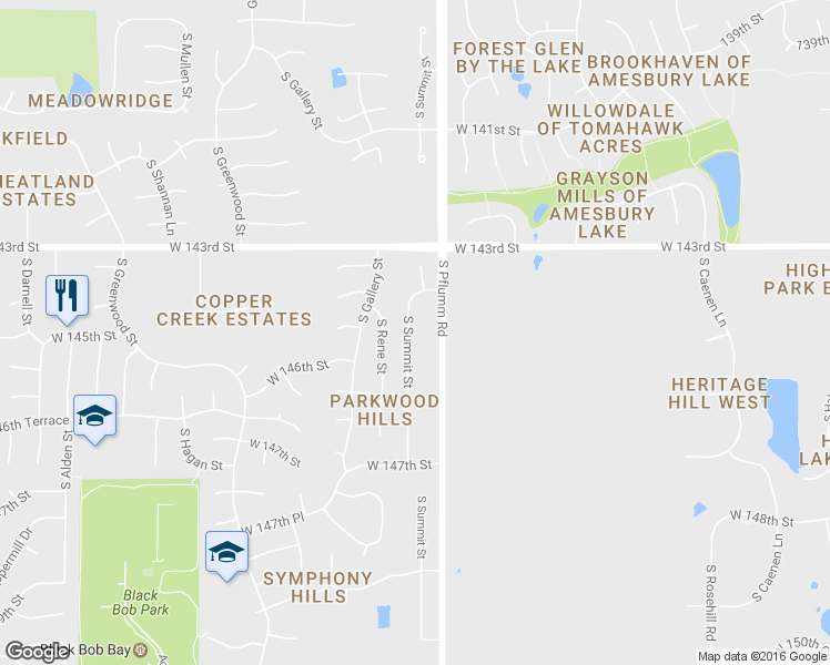 map of restaurants, bars, coffee shops, grocery stores, and more near 14465 S Summit St in Olathe