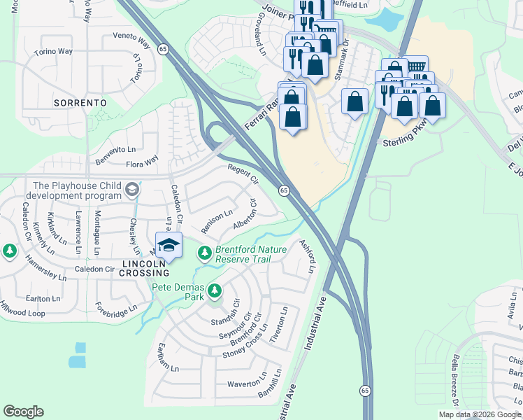 map of restaurants, bars, coffee shops, grocery stores, and more near 1252 Regent Circle in Lincoln