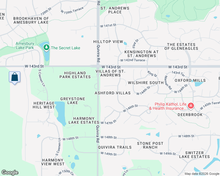 map of restaurants, bars, coffee shops, grocery stores, and more near 11765 West 144th Terrace in Olathe