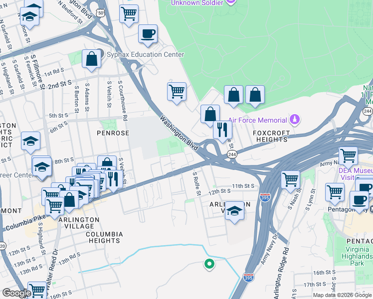 map of restaurants, bars, coffee shops, grocery stores, and more near 101 Independence Avenue Southeast in Washington