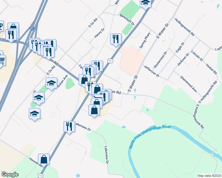 map of restaurants, bars, coffee shops, grocery stores, and more near 153 East Reservoir Road in Woodstock