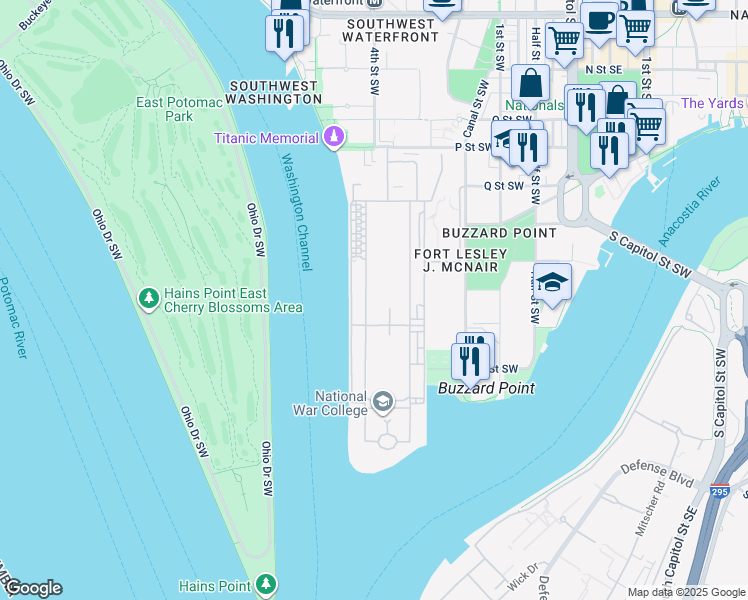 map of restaurants, bars, coffee shops, grocery stores, and more near in Washington