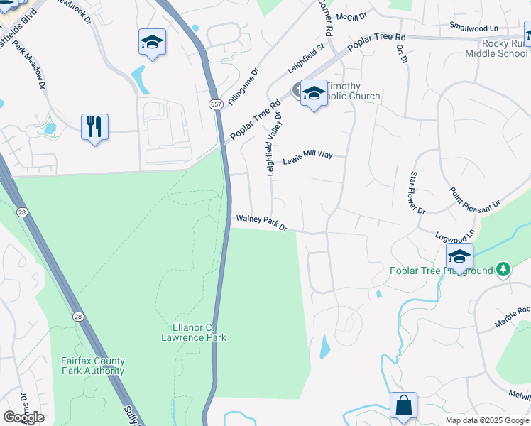 map of restaurants, bars, coffee shops, grocery stores, and more near 13896 Walney Park Drive in Chantilly