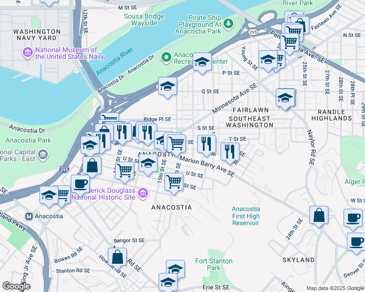 map of restaurants, bars, coffee shops, grocery stores, and more near 101 Independence Avenue Southeast in Washington