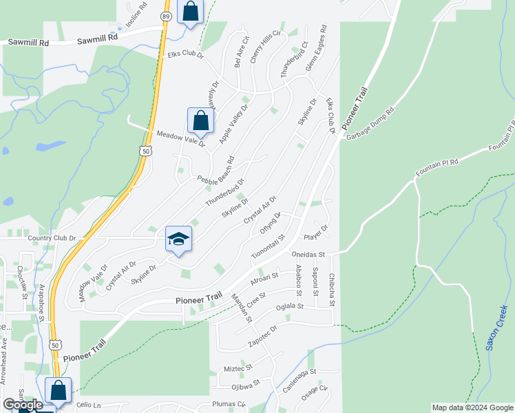 map of restaurants, bars, coffee shops, grocery stores, and more near 1612 Crystal Air Drive in South Lake Tahoe