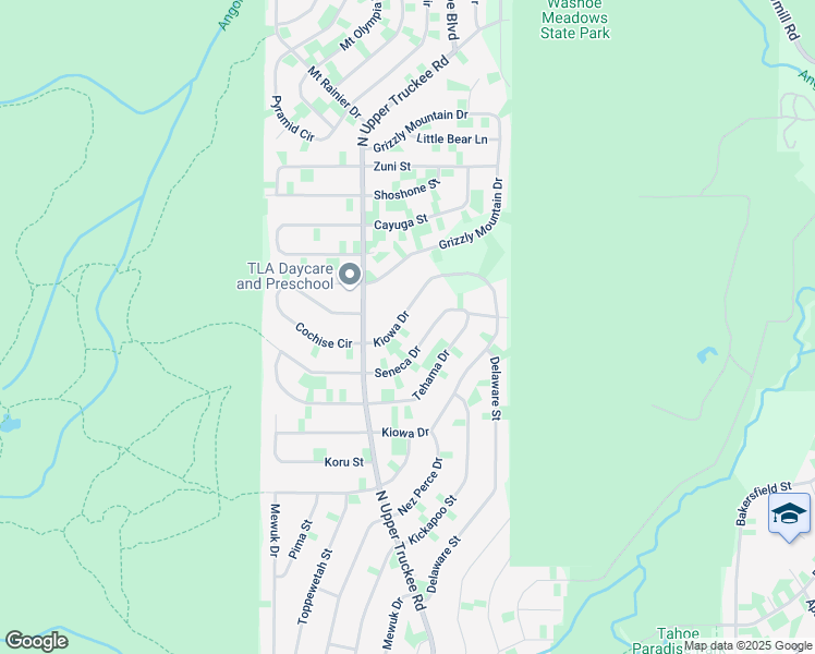 map of restaurants, bars, coffee shops, grocery stores, and more near 713 Seneca Drive in South Lake Tahoe