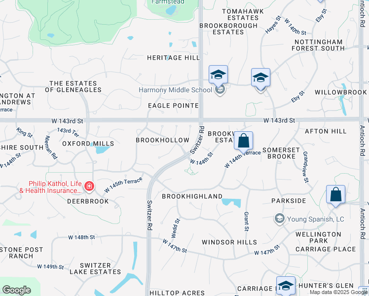 map of restaurants, bars, coffee shops, grocery stores, and more near in Overland Park