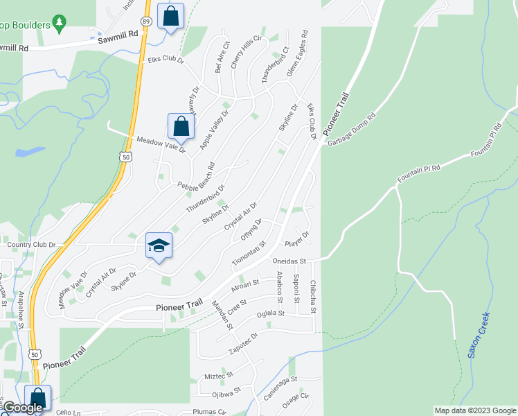 map of restaurants, bars, coffee shops, grocery stores, and more near 1609 Oflyng Drive in South Lake Tahoe