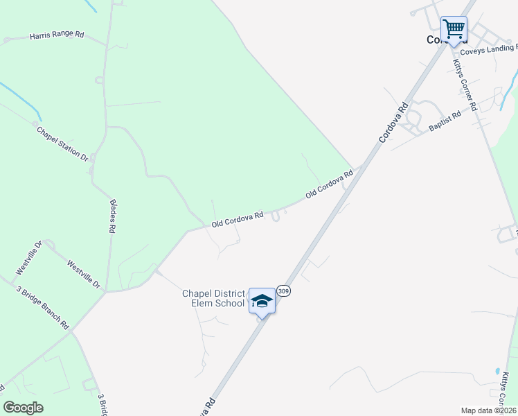 map of restaurants, bars, coffee shops, grocery stores, and more near 11592 Old Cordova Road in Cordova