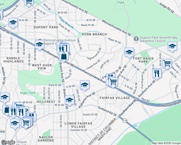 map of restaurants, bars, coffee shops, grocery stores, and more near 101 Independence Avenue Southeast in Washington