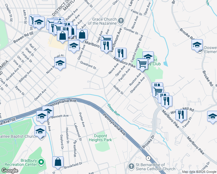 map of restaurants, bars, coffee shops, grocery stores, and more near 101 Independence Avenue Southeast in Washington