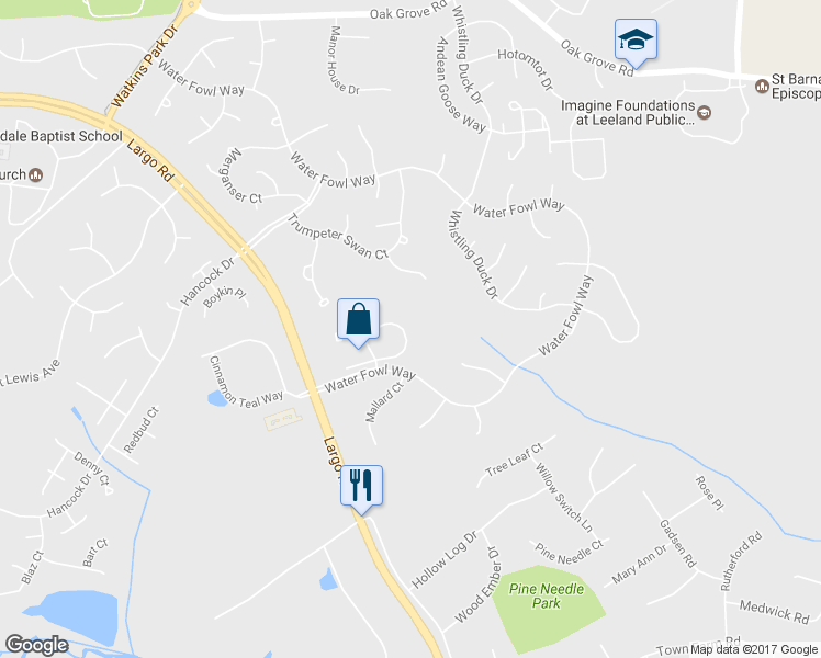 map of restaurants, bars, coffee shops, grocery stores, and more near 2417 Baikal Loop in Greater Upper Marlboro