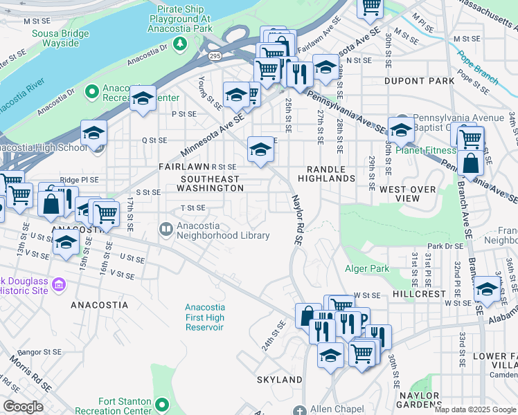 map of restaurants, bars, coffee shops, grocery stores, and more near 101 Independence Avenue Southeast in Washington