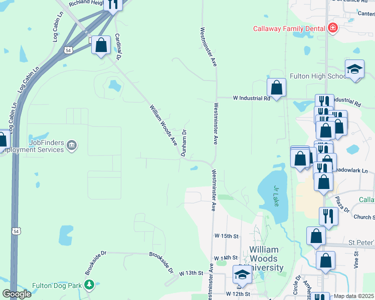 map of restaurants, bars, coffee shops, grocery stores, and more near 1944-2098 Dunham Dr in Fulton