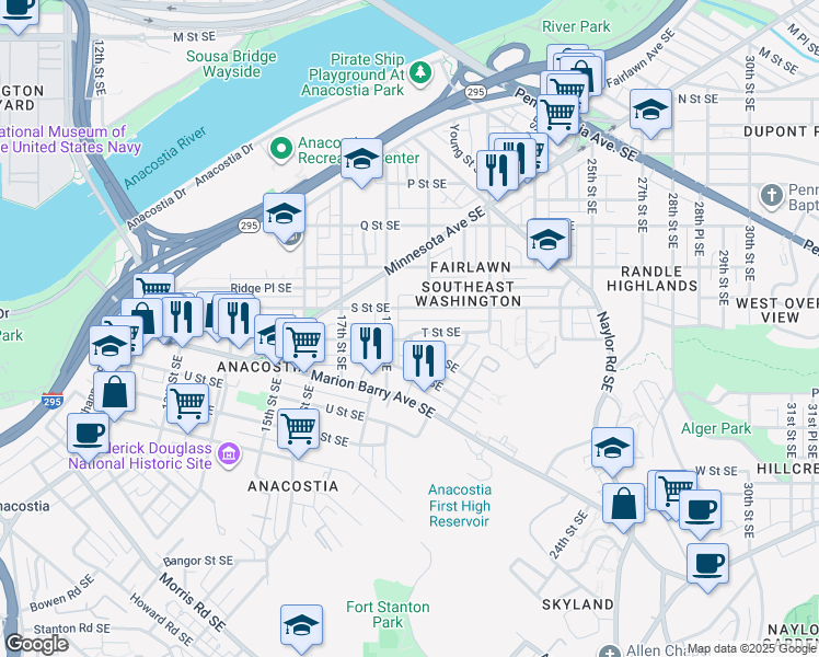 map of restaurants, bars, coffee shops, grocery stores, and more near 101 Independence Avenue Southeast in Washington