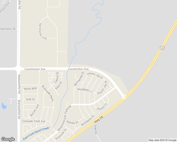 map of restaurants, bars, coffee shops, grocery stores, and more near 2288 Pinyon Jay Drive in Colorado Springs