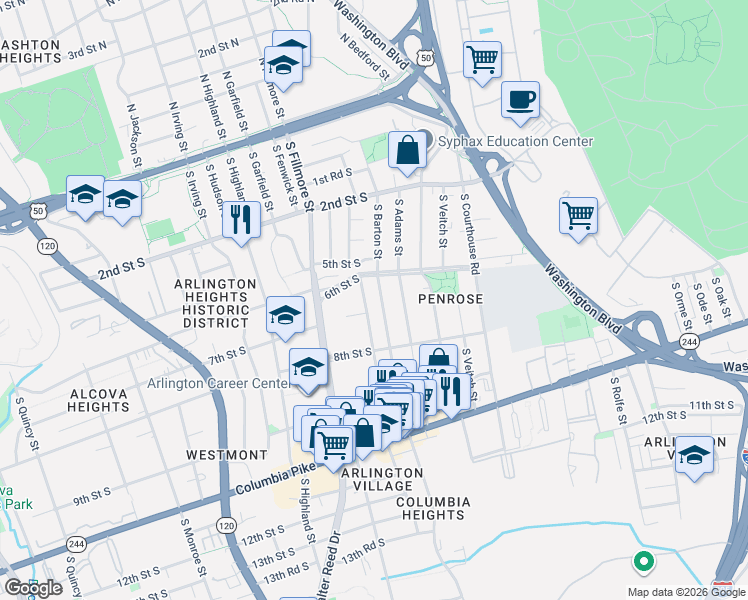 map of restaurants, bars, coffee shops, grocery stores, and more near 101 Independence Avenue Southeast in Washington