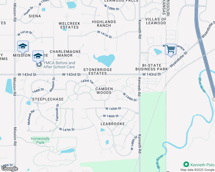 map of restaurants, bars, coffee shops, grocery stores, and more near 14341 Norwood Street in Overland Park