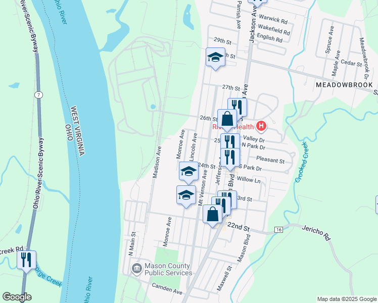 map of restaurants, bars, coffee shops, grocery stores, and more near 2414 Lincoln Avenue in Point Pleasant