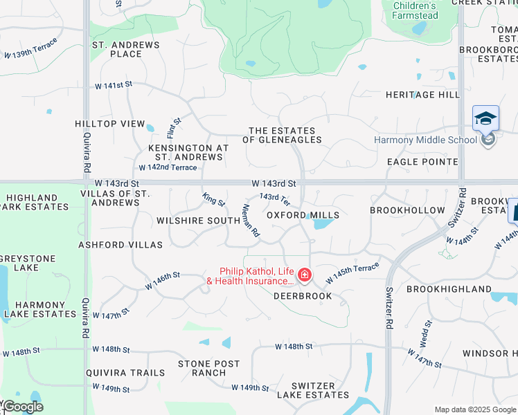 map of restaurants, bars, coffee shops, grocery stores, and more near 14318 Reeder in Overland Park
