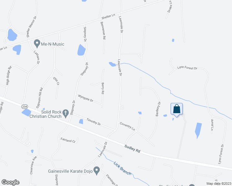 map of restaurants, bars, coffee shops, grocery stores, and more near 4274 Lawnvale Dr in Gainesville
