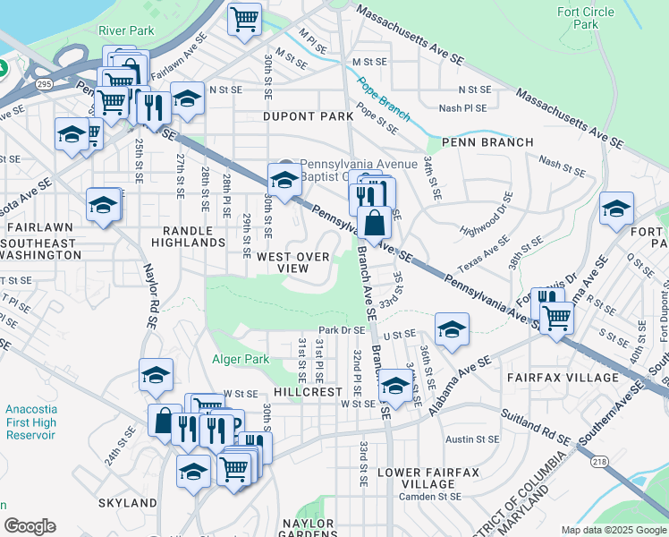 map of restaurants, bars, coffee shops, grocery stores, and more near 101 Independence Avenue Southeast in Washington