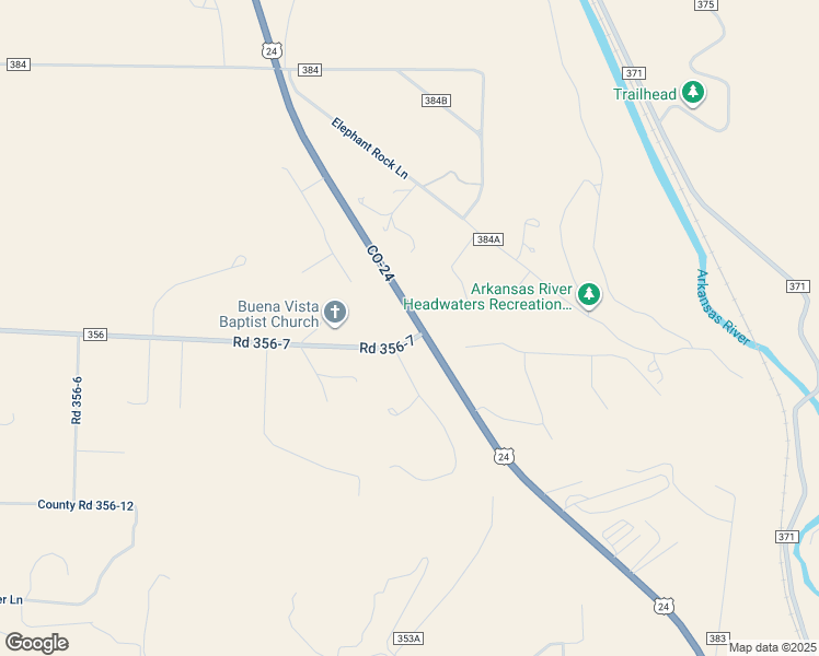 map of restaurants, bars, coffee shops, grocery stores, and more near 30996 County Road 356 in Buena Vista