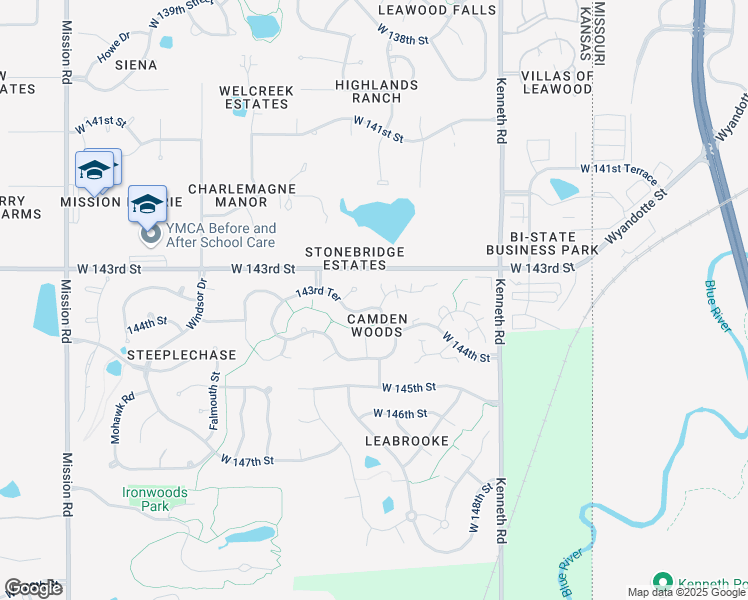 map of restaurants, bars, coffee shops, grocery stores, and more near 14341 Norwood Street in Overland Park