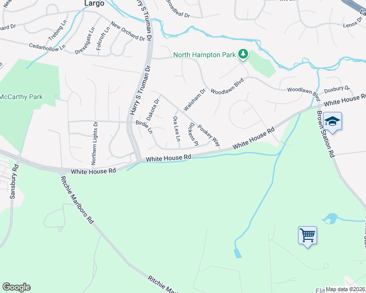 map of restaurants, bars, coffee shops, grocery stores, and more near 1604 Ora Lea Lane in Upper Marlboro