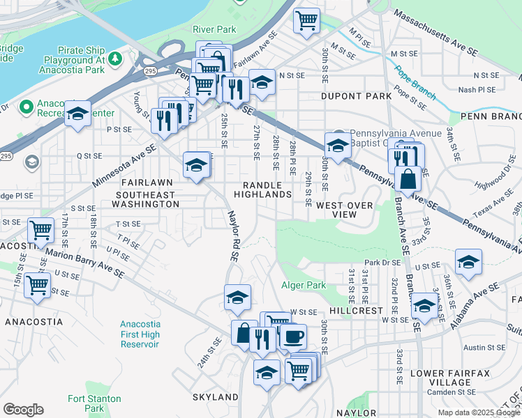 map of restaurants, bars, coffee shops, grocery stores, and more near 101 Independence Avenue Southeast in Washington