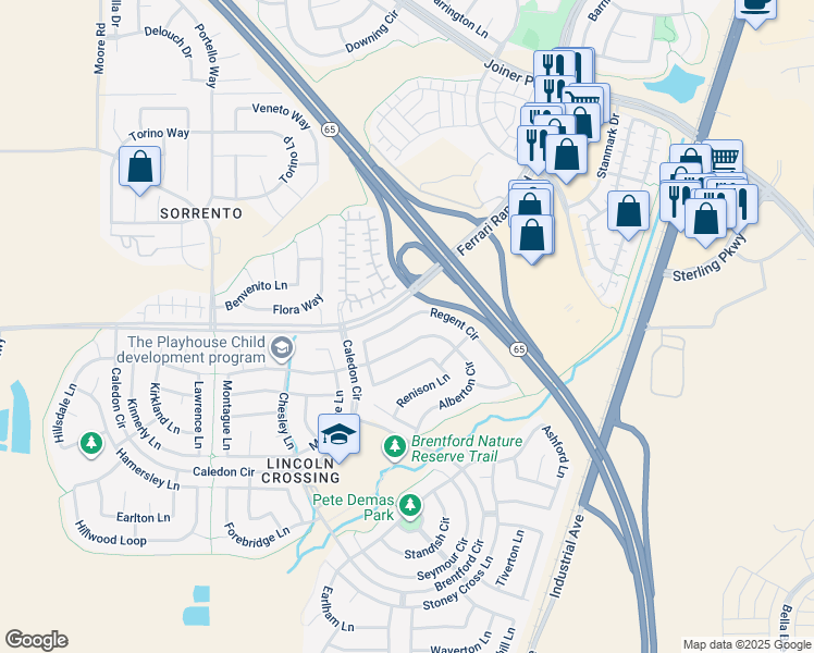 map of restaurants, bars, coffee shops, grocery stores, and more near 1441 Regent Circle in Lincoln