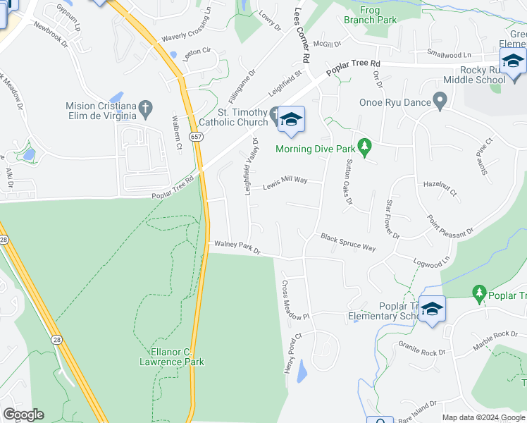 map of restaurants, bars, coffee shops, grocery stores, and more near 13897 Ferrara Court in Chantilly