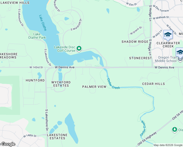 map of restaurants, bars, coffee shops, grocery stores, and more near 1008 South Palmer Drive in Olathe