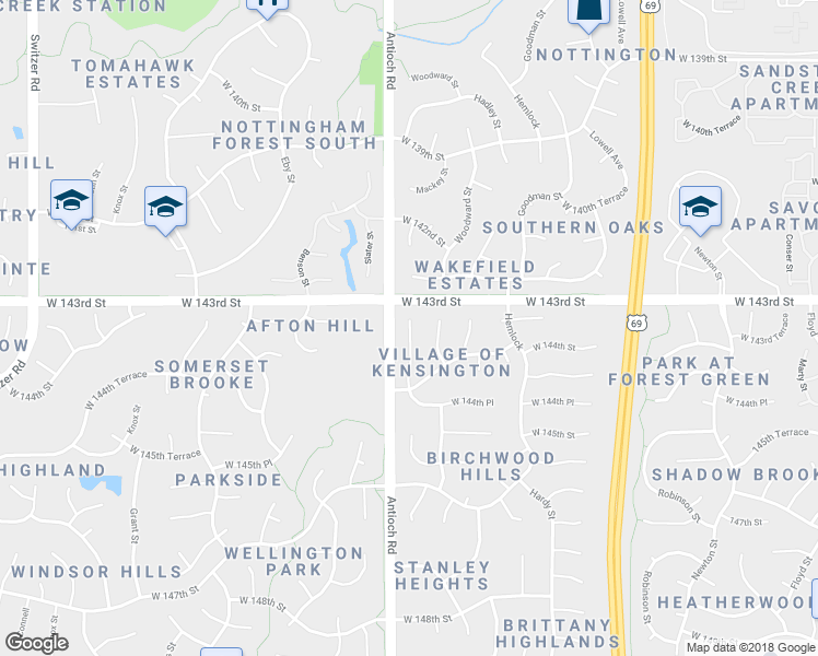 map of restaurants, bars, coffee shops, grocery stores, and more near 14312 Mackey Street in Overland Park