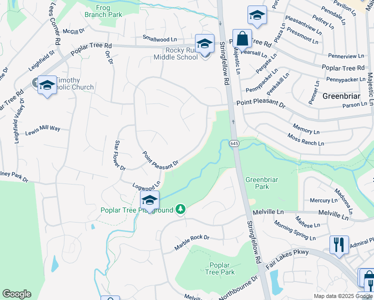 map of restaurants, bars, coffee shops, grocery stores, and more near 13527 Point Pleasant Drive in Chantilly