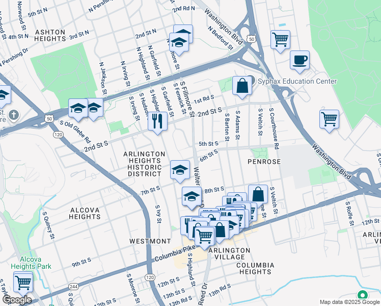 map of restaurants, bars, coffee shops, grocery stores, and more near 101 Independence Avenue Southeast in Washington