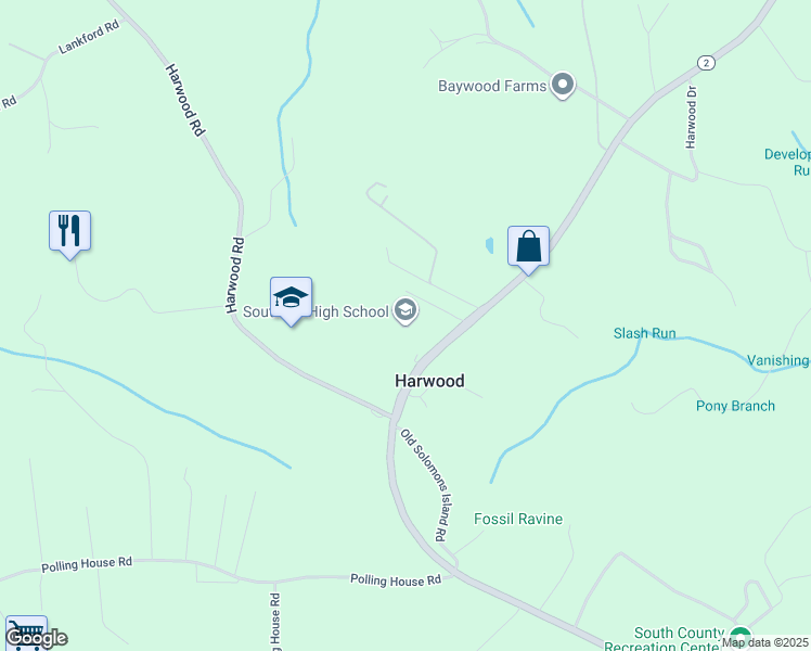 map of restaurants, bars, coffee shops, grocery stores, and more near 4400 Solomons Island Road in Harwood