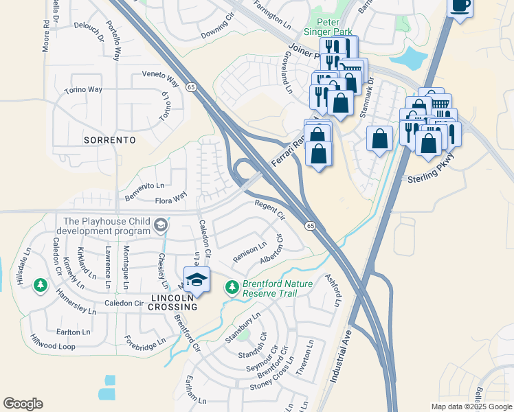 map of restaurants, bars, coffee shops, grocery stores, and more near 1405 Regent Circle in Lincoln