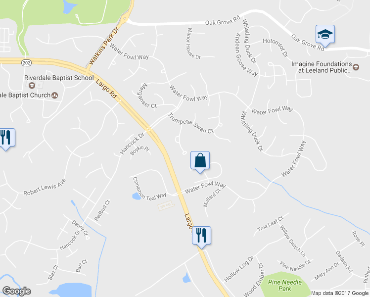 map of restaurants, bars, coffee shops, grocery stores, and more near 14114 Silver Teal Way in Upper Marlboro
