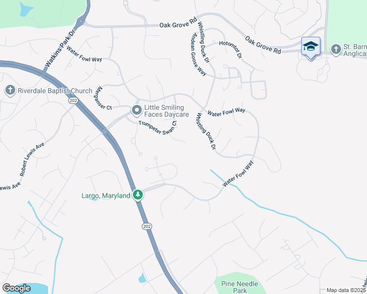 map of restaurants, bars, coffee shops, grocery stores, and more near 1415 Canadian Geese Court in Upper Marlboro