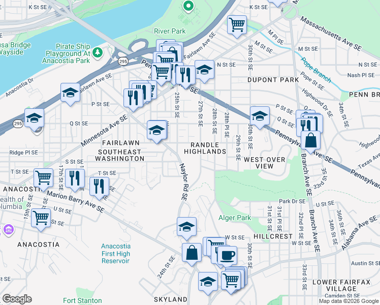 map of restaurants, bars, coffee shops, grocery stores, and more near 101 Independence Avenue Southeast in Washington