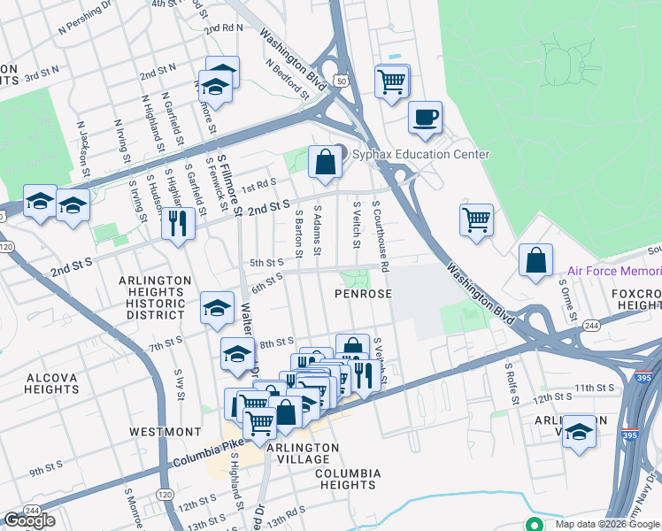 map of restaurants, bars, coffee shops, grocery stores, and more near 101 Independence Avenue Southeast in Washington