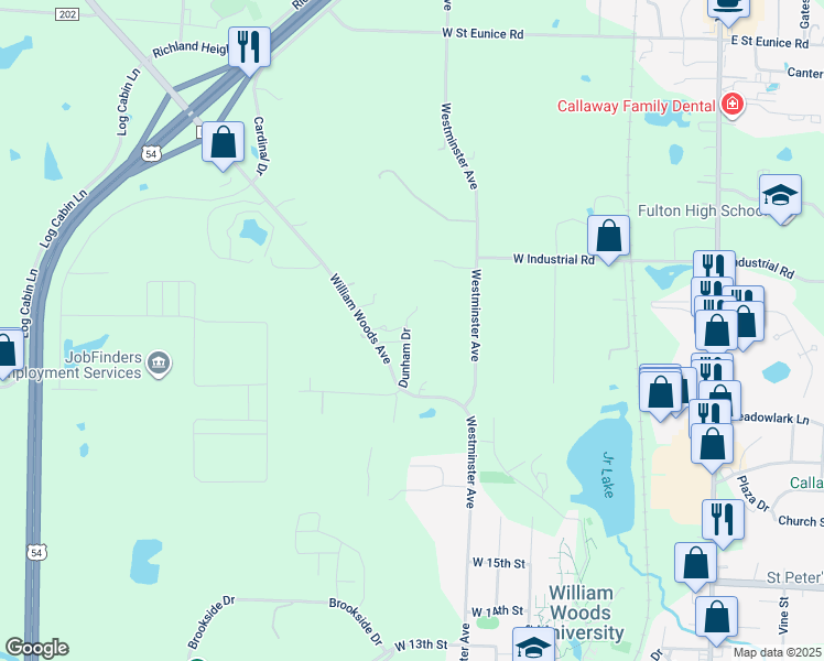 map of restaurants, bars, coffee shops, grocery stores, and more near 1944 Dunham Drive in Fulton